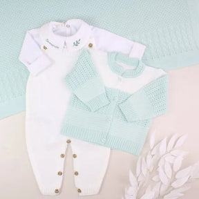 Saída De Maternidade Masculina Bebê Verde Água