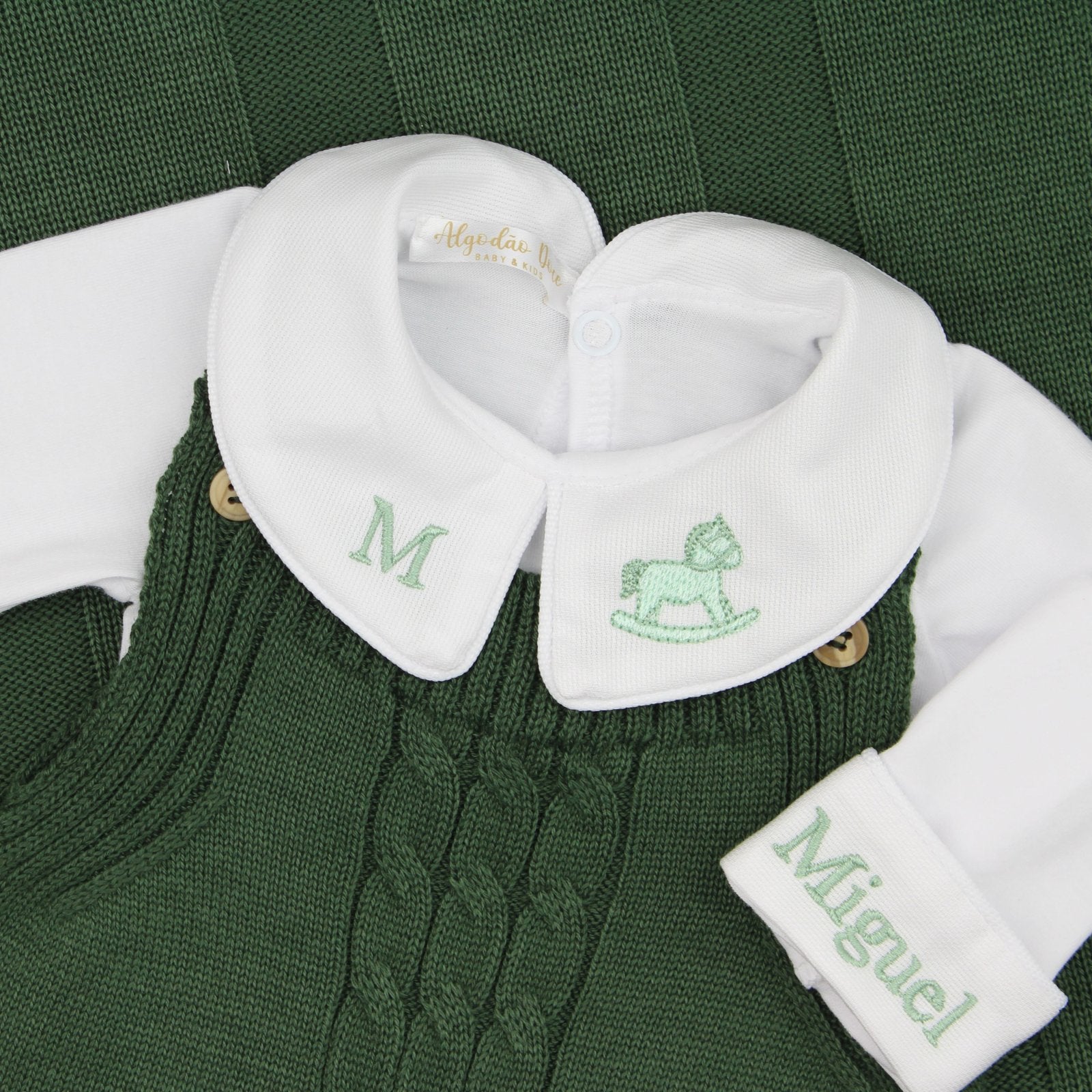 Saída De Maternidade Masculina Bebê Tricô Caio Verde Militar