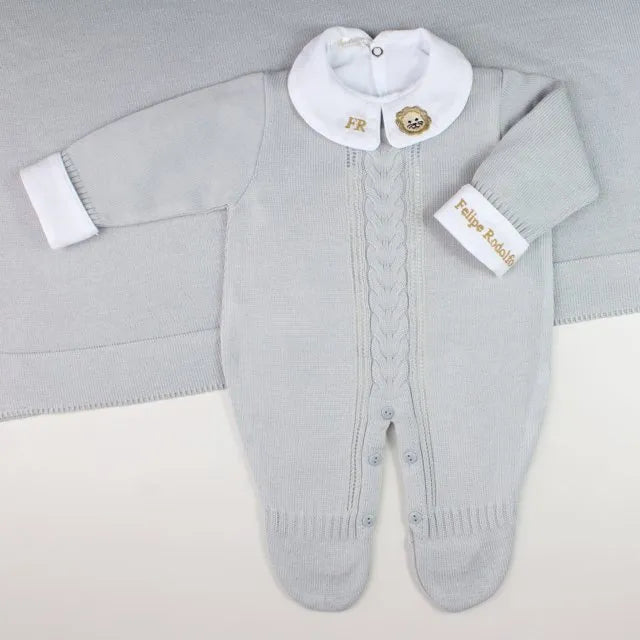 Saída De Maternidade Masculina Bebê Cinza