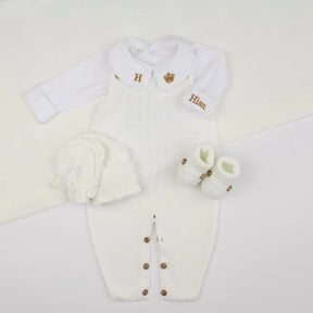 Saída De Maternidade Masculina Bebê Tricô Caio Off White