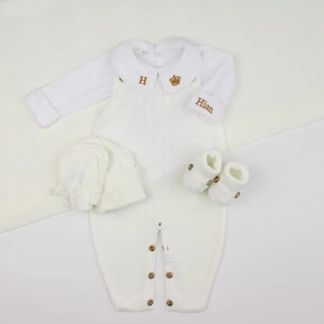 Saída De Maternidade Masculina Bebê Tricô Caio Off White