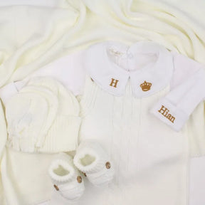 Saída De Maternidade Masculina Bebê Tricô Caio Off White