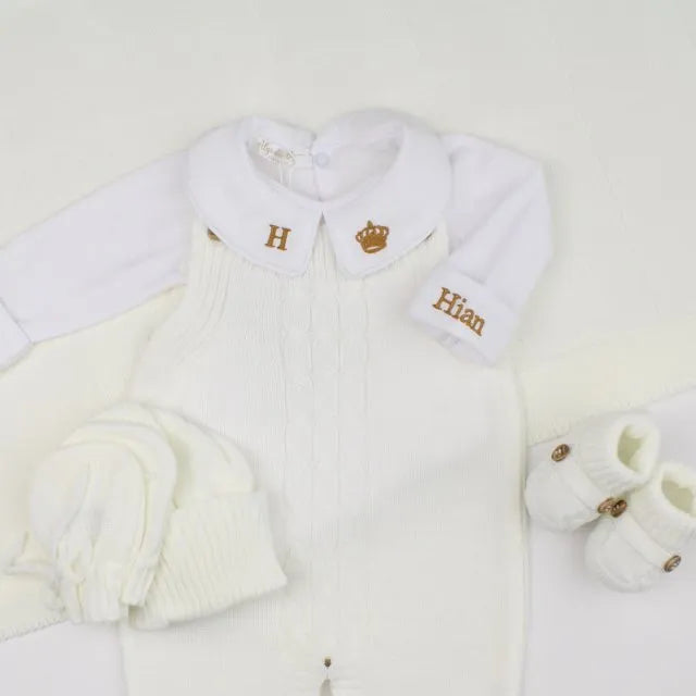 Saída De Maternidade Masculina Bebê Tricô Caio Off White