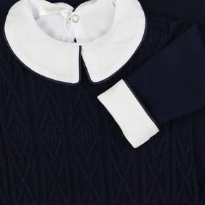 Saída De Maternidade Masculina Bebê Tricô Marinho Noite