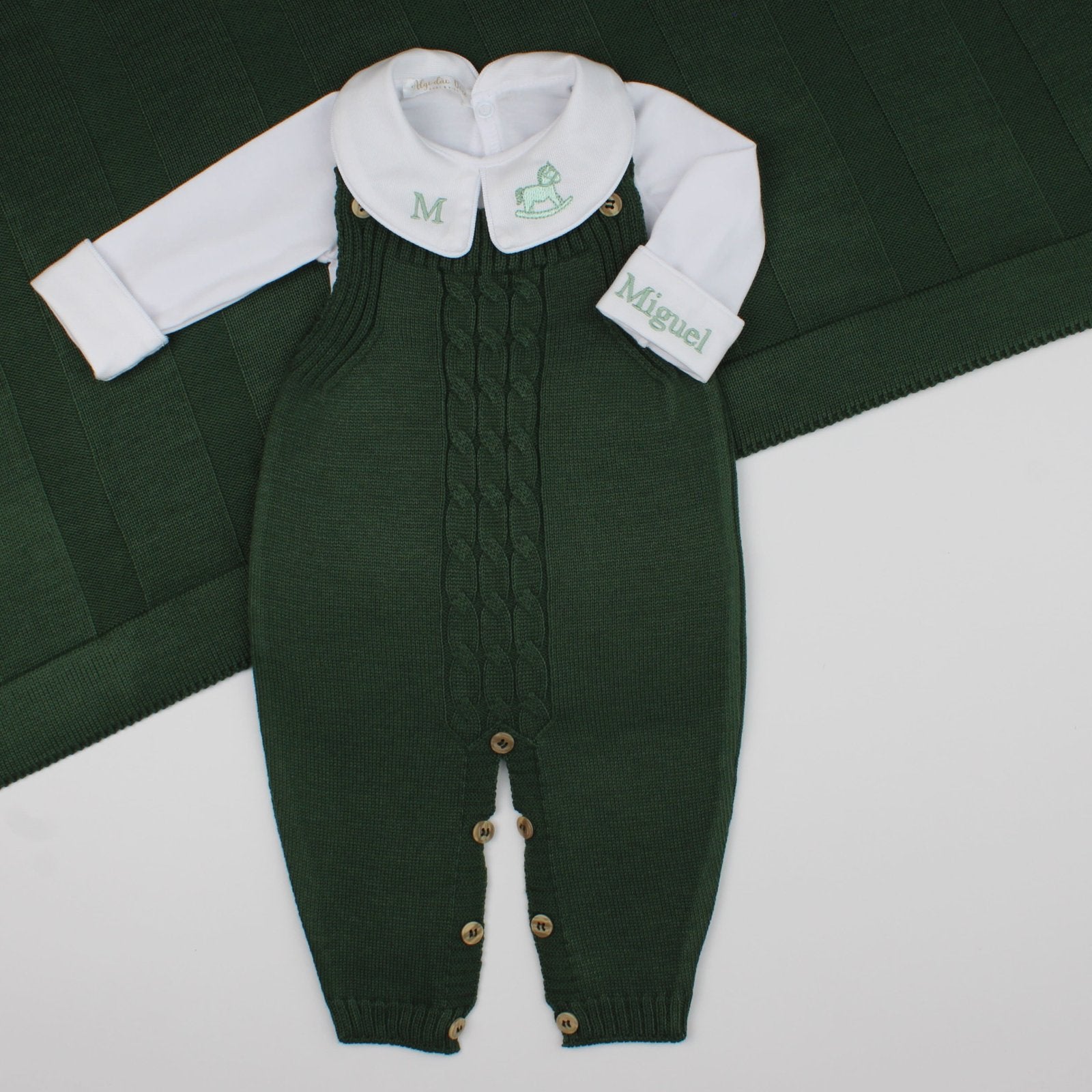 Saída De Maternidade Masculina Bebê Tricô Caio Verde Militar