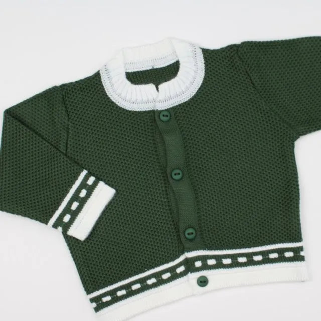 Saída De Maternidade Masculina Bebê Tricô Verde Militar