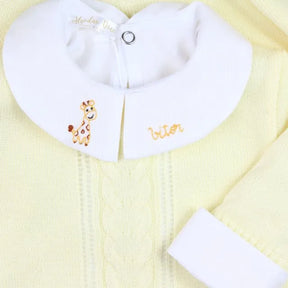 Saída De Maternidade Masculina Bebê Tricô Amarelo