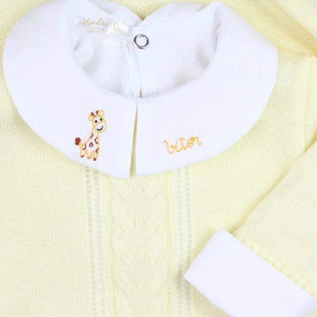 Saída De Maternidade Masculina Bebê Tricô Amarelo