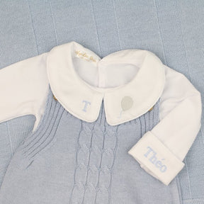 Saída De Maternidade Masculina Bebê Tricô Caio Azul Salina