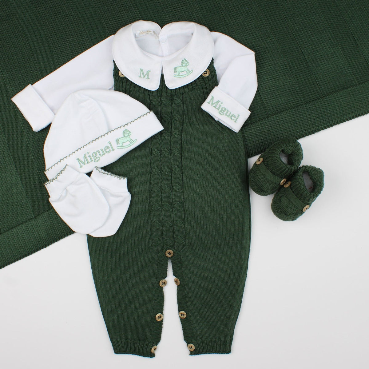 Saída De Maternidade Masculina Bebê Tricô Caio Verde Militar