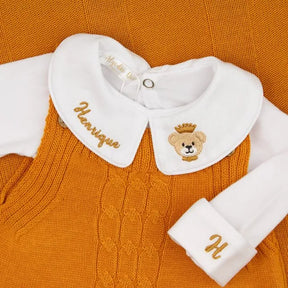 Saída De Maternidade Masculina Bebê Tricô Mostarda