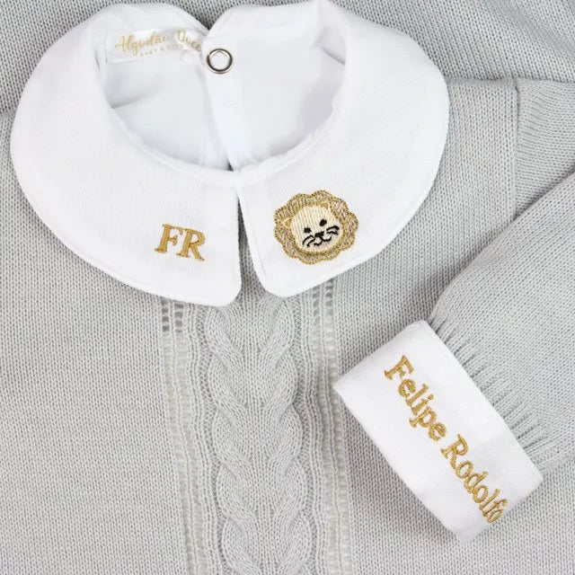 Saída De Maternidade Masculina Bebê Cinza