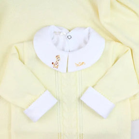 Saída De Maternidade Masculina Bebê Tricô Amarelo